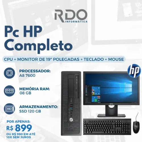 Computador HP A8 7600 + Monitor 19" + Teclado + Mouse