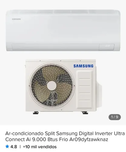 Ar condicionado 9mil btu Samsung