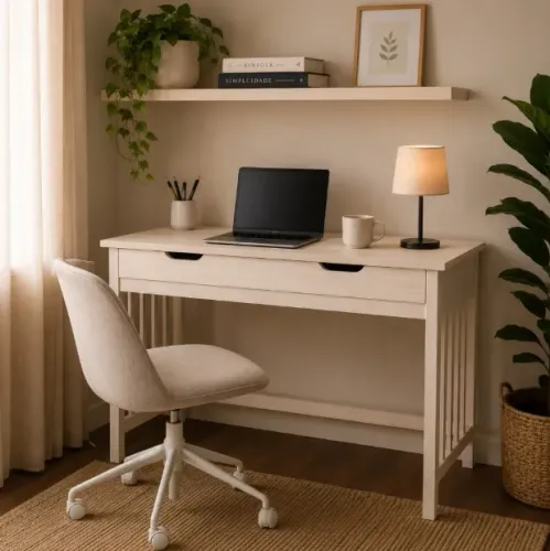 Mesa Escrivaninha Grade Vintage Industrial Madeira Com Gaveta Home Office Gamer Escritório