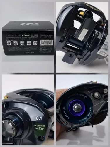 Carretilha Daiwa Steez A TW HLC (esquerda) NOVA