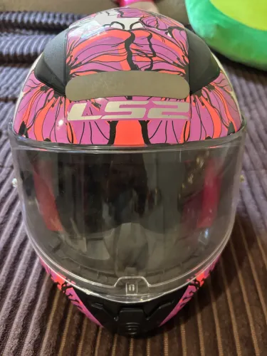 Capacete Fechado Ls2 Ff353 Rapid Poppies Flor Rosa 54 Rosa Sólido Brilhante