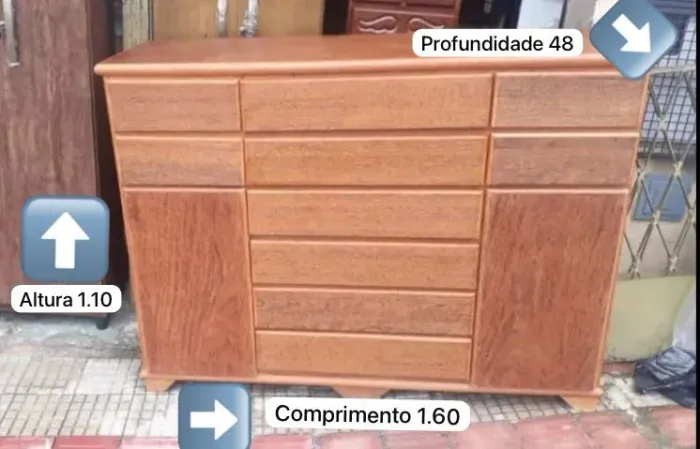 Cômoda padrão sucupira 10 gavetas com duas sapateiras nova