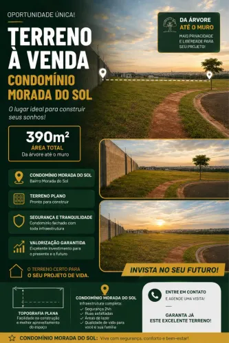 Vendo terreno, condomínio morada do sol, pego seu carro como entrada. 