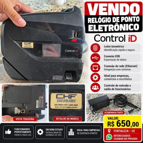 ? VENDO RELÓGIO DE PONTO ELETRÔNICO CONTROL iD ?