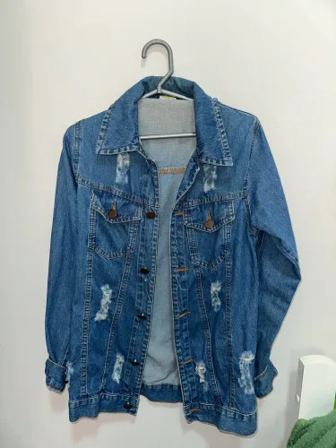 jaqueta jeans de botão 