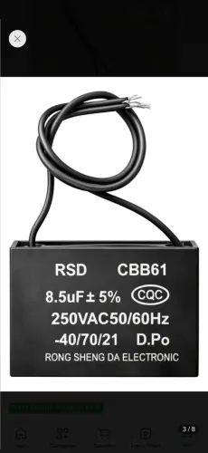 Capacitor quadrado 8,5uf 250vac 127V