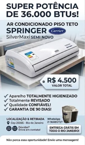 Ar Condicionado Piso Teto 36.000 BTUs Springer Carrier (Seminovo)