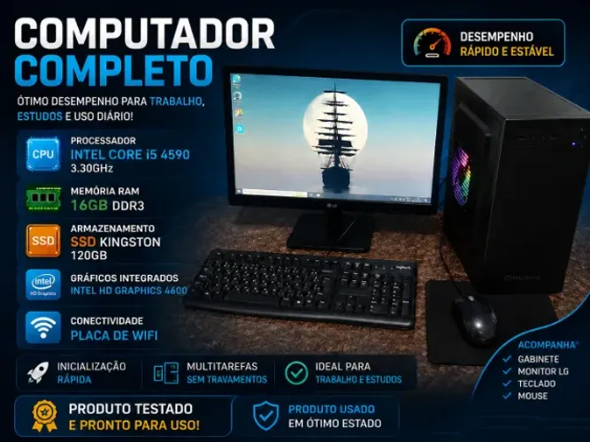 PC para Jogos Leves e Uso Geral - Intel Core i5 | 16GB RAM | SSD