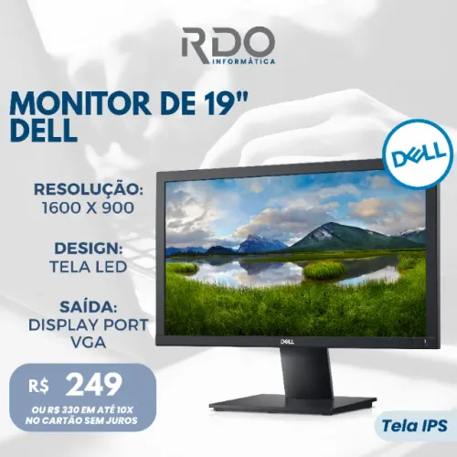 Monitor Dell 19? LED IPS 1600x900 VGA/DisplayPort - Alta qualidade