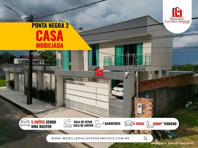 Casa Duplex Mobiliada no PN 2 com 5 Suítes s 1 master com Cl/ Piscina com Cascata + Espaç