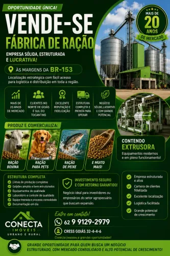 Vendo fábrica de raçao de raçao no norte de goiás com mais de 20 anos de mercado