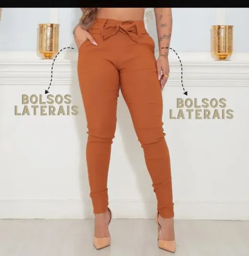 Calça Feminina Social Com Lycra Clochard Laço Amarra