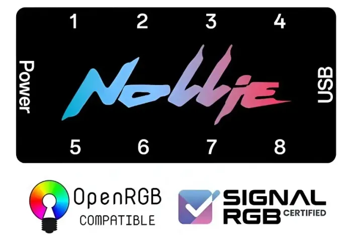 ? Controladora USB ARGB Nolie 5V 3 Pinos ? 8 conectores ARGB ? Conexão 5V - 3 pinos