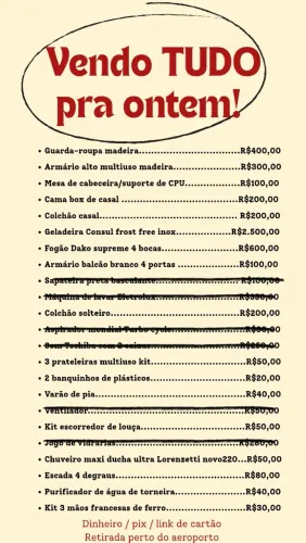 VENDO MÓVEIS E ELETRODOMÉSTICOS PRA ONTEM