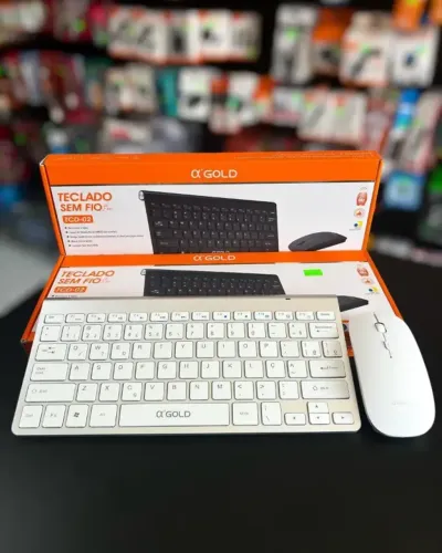 KIT TECLADO E MOUSE SEM FIO GOLD TCD-02