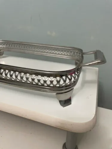 Suporte Antigo Para Travessa Refratária / Rechaud Inox Com Alça