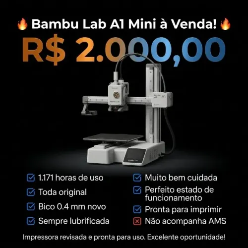 Bambu Lab A1 Mini | Excelente Estado | Bico Novo | R$ 2.000