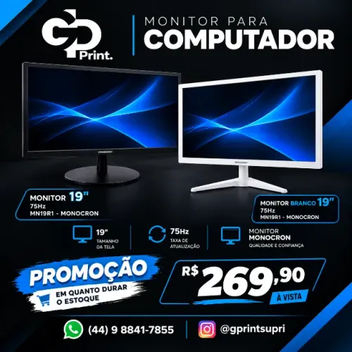 PROMOÇÃO! Monitor 19 75Hz por apenas R$ 269,90