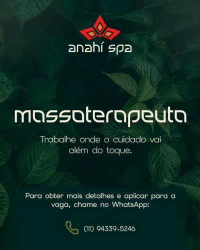 Contratamos para massoterapeuta e esteticista