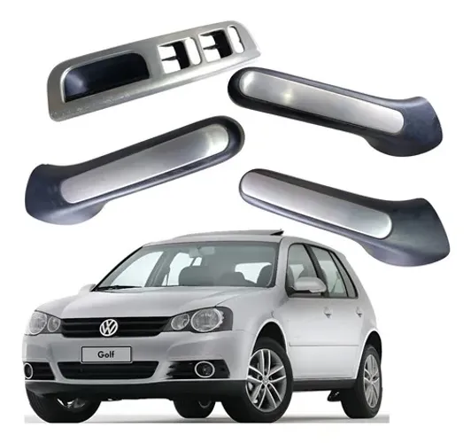 Kit Puxador Porta Aço Escovado Vw Golf Bora 2000 2014