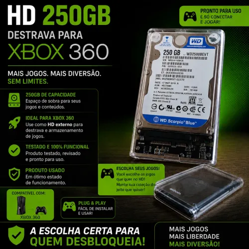 Destrava qualquer Xbox 360 - HD 250 GB com jogos a sua escolha