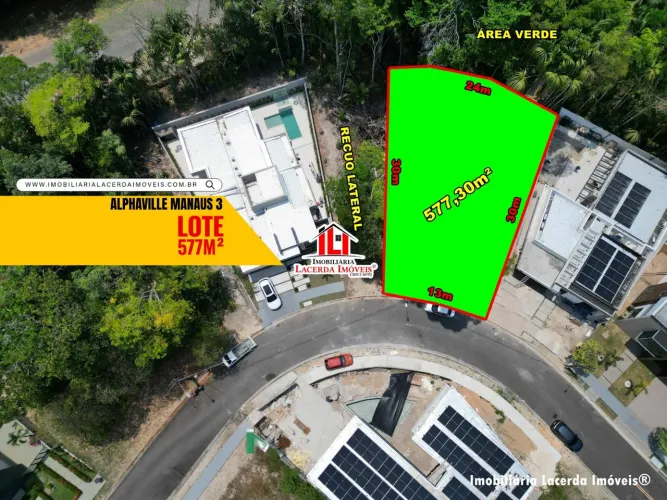 Alphaville Manaus 3, Lote Residencial com 577,30m² fundo para a área verde