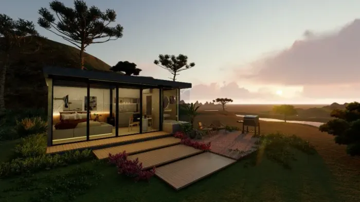 Cabana modular completa - Pronta para Locação Airbnb - Construção móvel