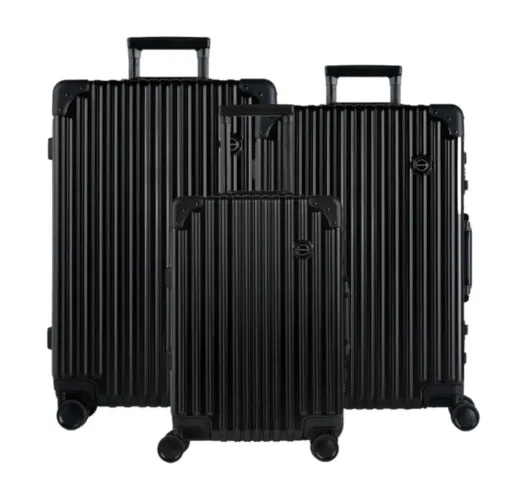 Conjunto de Malas Policarbonato 4 Rodas P, M e G Kyoto Preta
