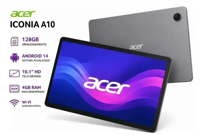 Tablet acer 128gb tela 10.1 slim novo lacrado muito bom so 1069 ac notebook como parte p