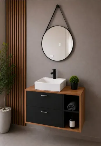 Armário Para Banheiro ou Lavabo 100% MDF Mais Cuba a Pronta Entrega