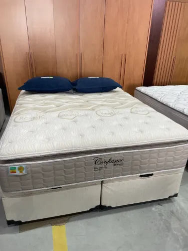 Base Baú Queen Linho Com Colchão De Molas Ensacadas PRONTA ENTREGA