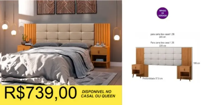 CABECEIRA CASAL, QUEEN A PRONTA-ENTREGA