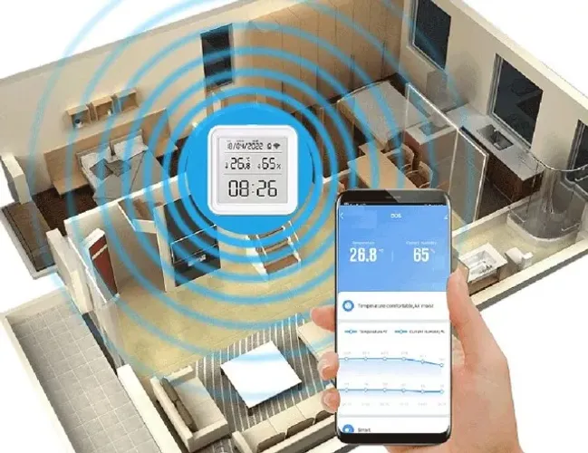 Sensor de Temperatura e Umidade WiFi Higrômetro Tuya Casa Inteligente Alexa  COD-AM542 