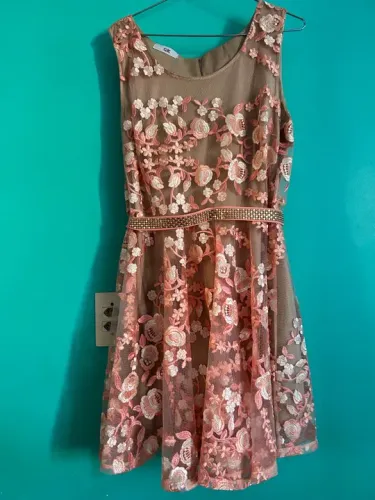 Vestido Floral Renda Rosa - Tamanho GG