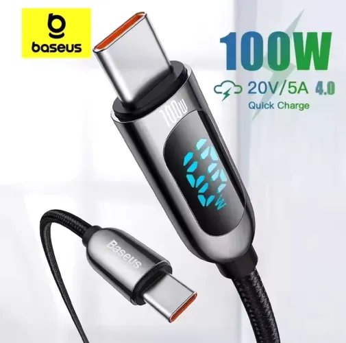 Cabo Baseus Display  ultra rápido USB-C/USB-C  100W