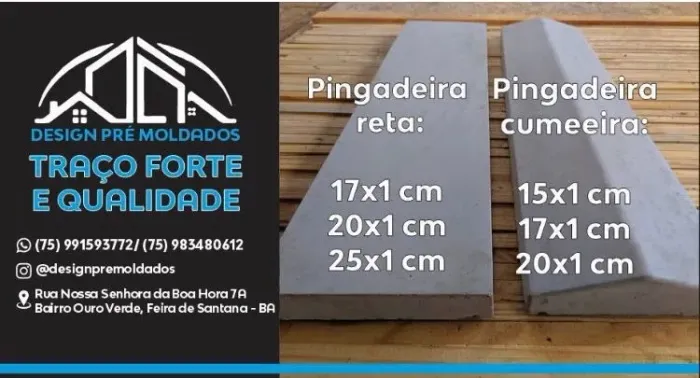 Pingadeiras e rufos de concreto da fábrica