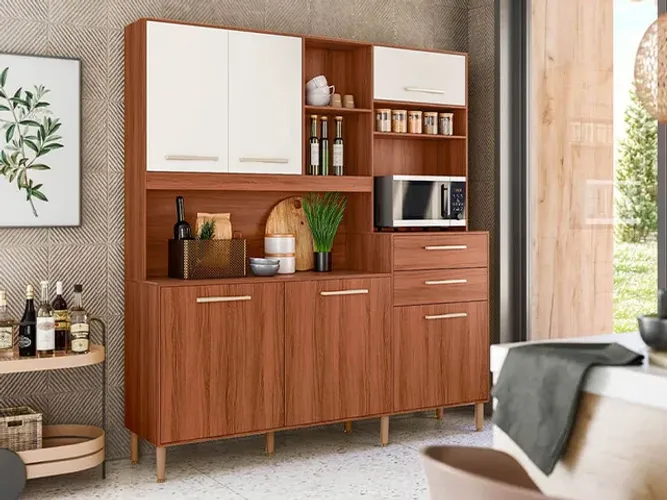Cozinha 6 Portas Freijo/Off White Cristal a65