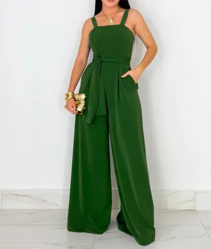 Macacão verde feminino longo