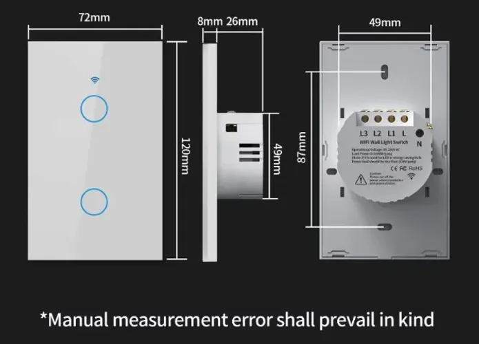 Interruptor Inteligente 2 Canais dSem Fio Neutro Alexa Google Home Smart COD-AM613 