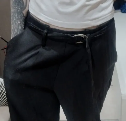 calça social preta com cinto, 36