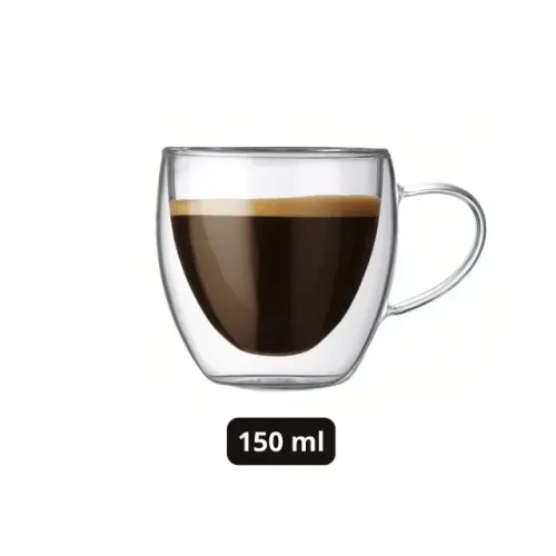 Caneca de Café com Parede Dupla Vidro Borossilicato - 150 ml
