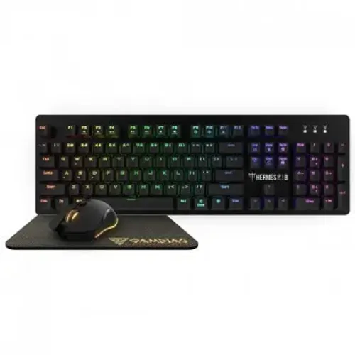Kit Gamer Gamdias Hermes P1B, Combo 3 em 1, Teclado Mecanico + Mouse + Mousepad - 
