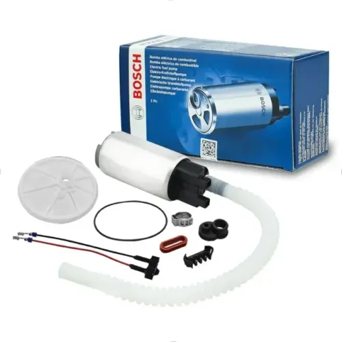 BOMBA COMBUSTIVEL FLEX 3 BAR 85 L/H VW GOL G4 G5 FORD FIAT GM + KIT UNIVERSAL BOSCH