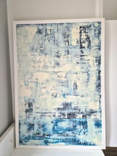 Quadro Abstrato Grande Assinado - Arte p/ Sala e Quarto | Índigo
