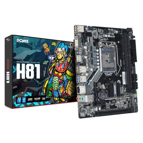 Placa Mãe LGA1150 H81 DDR3 c/ M.2 4ª Geração Pcyes PCYH81-4G16 - 1 Ano de Garantia- WZetta