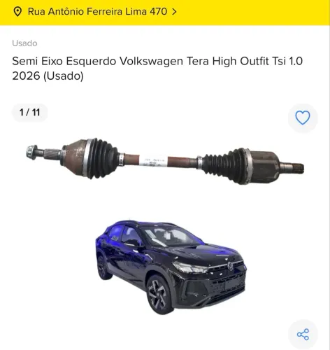 TRANSMISSÃO ESQUERDA VOLKSWAGEN TERA 1.0 TSI AUTOMÁTICO 2026 