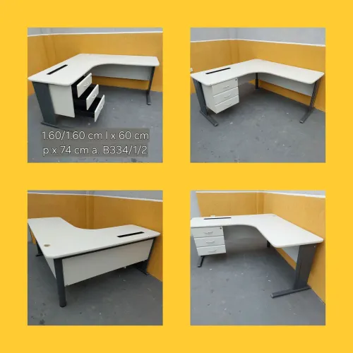 Mesa de Escritório em L com Gavetas