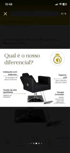 Cadeira reclinável para salão de beleza seme nova