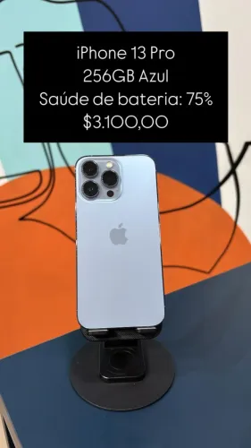 iPhone 13 PRO / 256 Gigas Azul / Saúde de bateria 75% / Garantia da loja