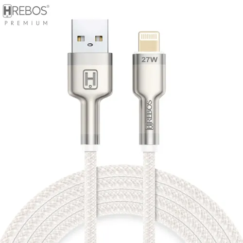 Cabo de Carregamento para iPhone 27W com 1 Metro, Trançado, Metal - Hrebos 